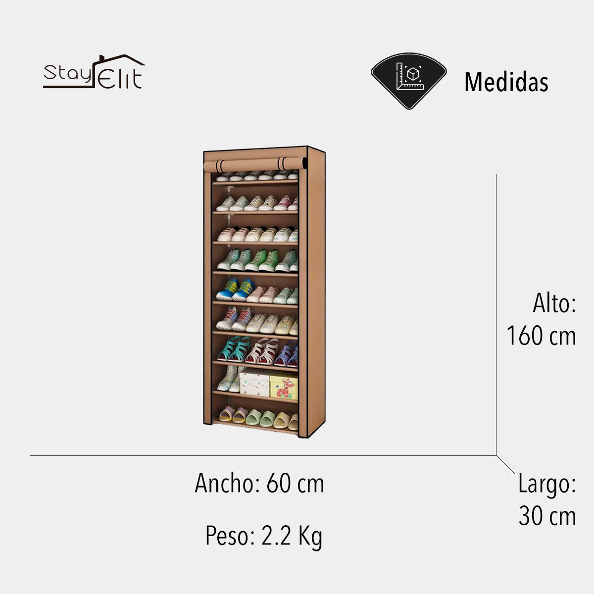ZAPATERA CLOSET DE 9 NIVELES COLOR CAFÉ