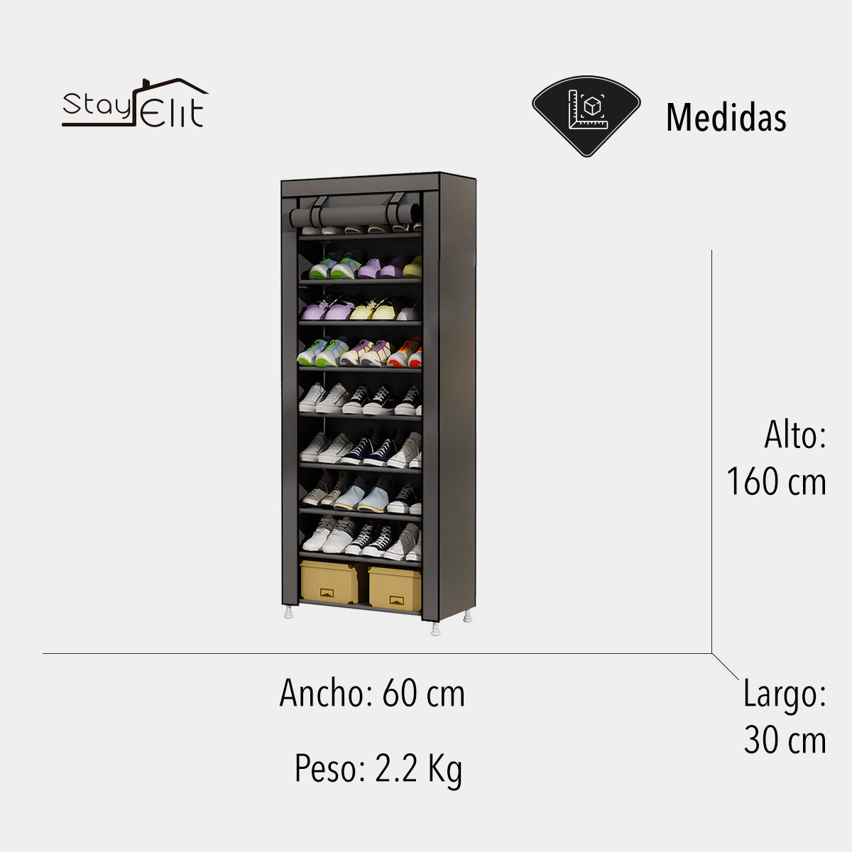 ZAPATERA CLOSET DE 9 NIVELES COLOR GRIS