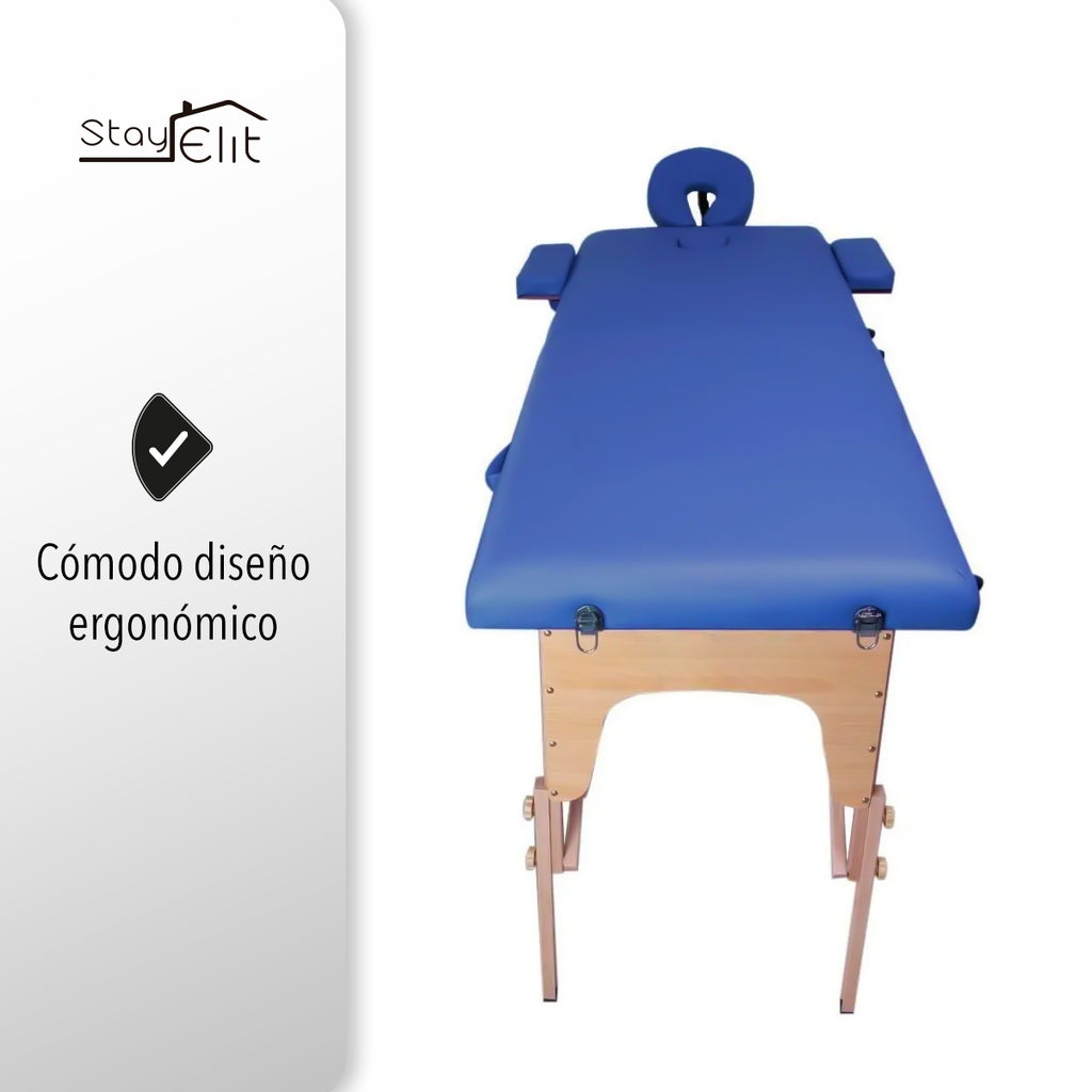 CAMILLA PARA MASAJE PLEGABLE PORTÁTIL Y RECLINABLE COLOR AZUL