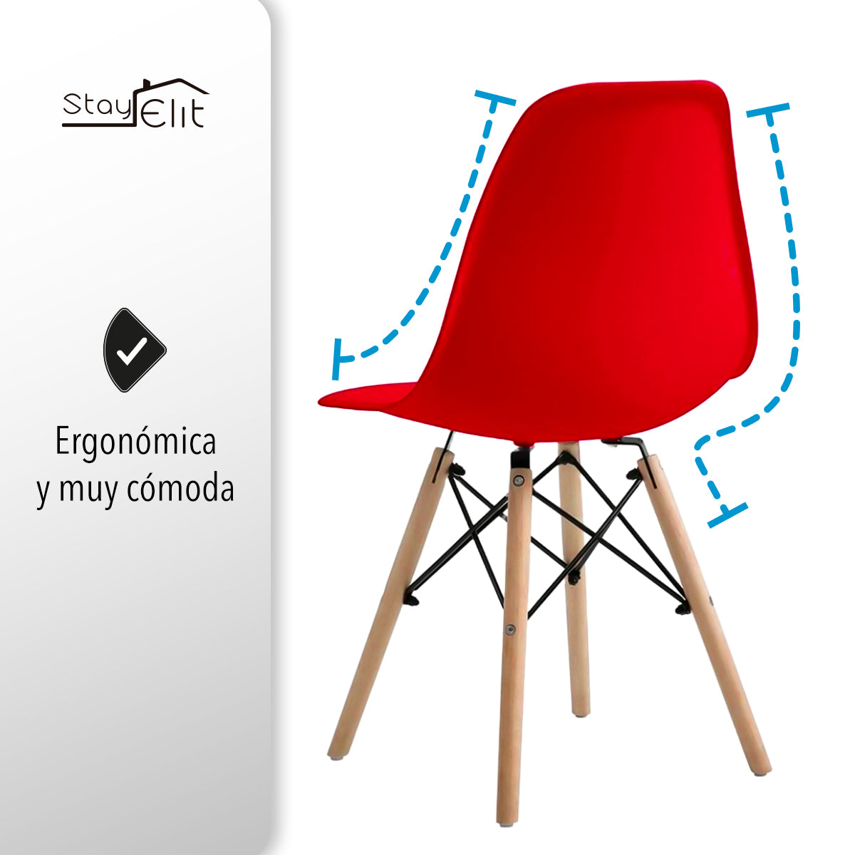 SET DE 4 SILLAS EAMES MINIMALISTAS COLOR ROJO