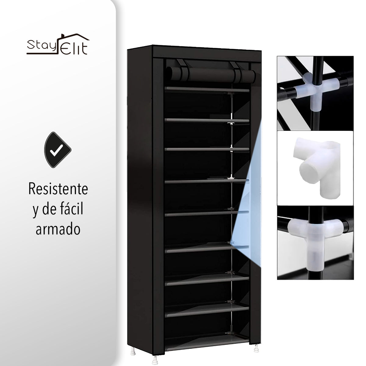 ZAPATERA CLOSET DE 9 NIVELES COLOR NEGRO