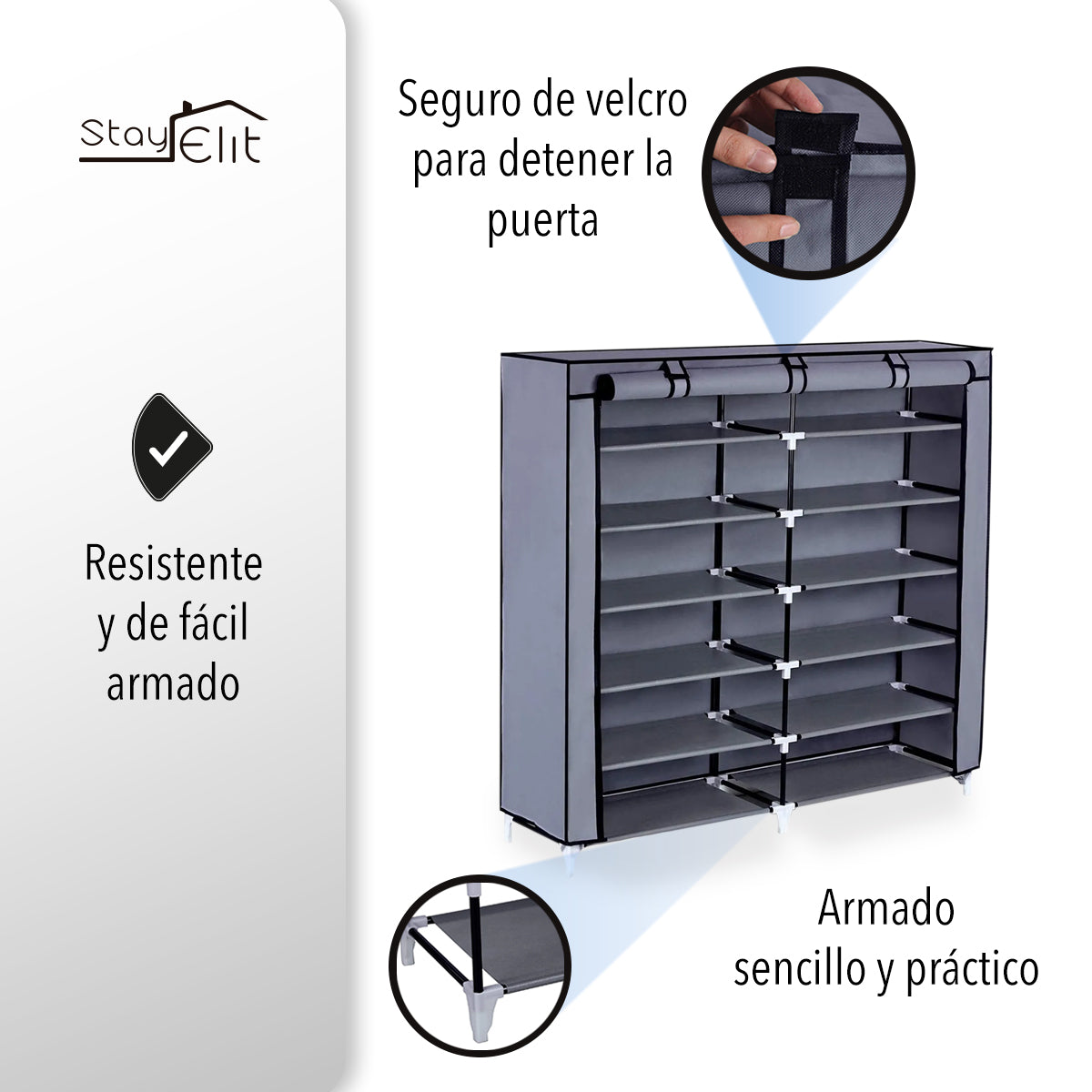 ZAPATERA CLOSET DE 6 NIVELES COLOR GRIS