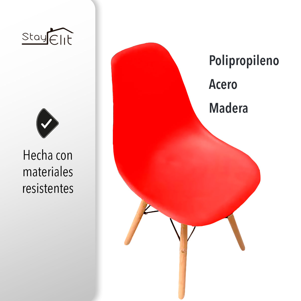 SET DE 4 SILLAS EAMES MINIMALISTAS COLOR ROJO