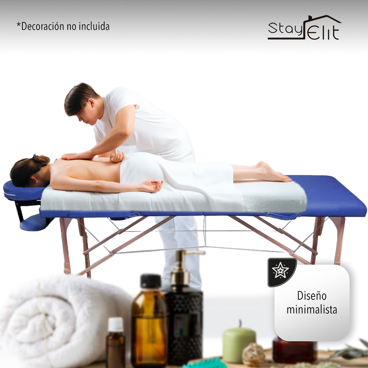 CAMILLA PARA MASAJE PLEGABLE PORTÁTIL Y RECLINABLE COLOR AZUL