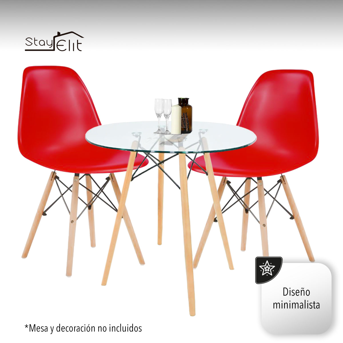 SET DE 4 SILLAS EAMES MINIMALISTAS COLOR ROJO
