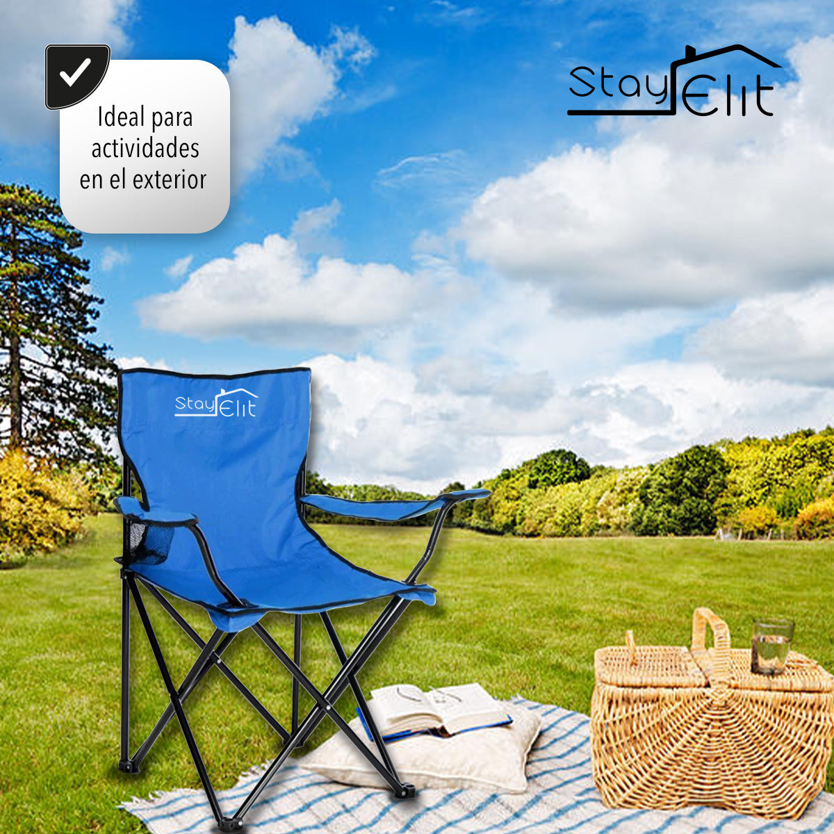 SILLA PLEGABLE DE CAMPISMO COLOR AZUL