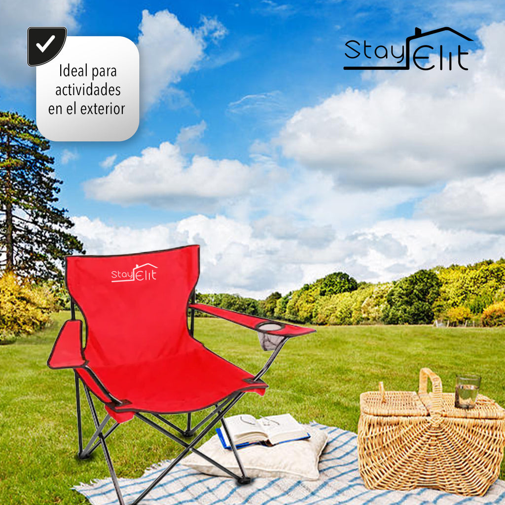 SILLA PLEGABLE DE CAMPISMO COLOR ROJO