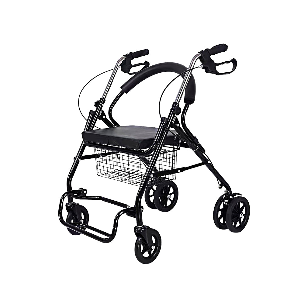 ANDADERA ORTOPÉDICA CON ASIENTO Y REPOSAPIÉS PARA ADULTO COLOR NEGRO