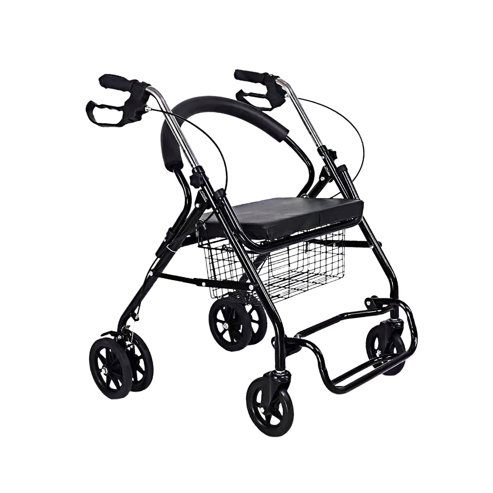 ANDADERA ORTOPÉDICA CON ASIENTO Y REPOSAPIÉS PARA ADULTO COLOR NEGRO