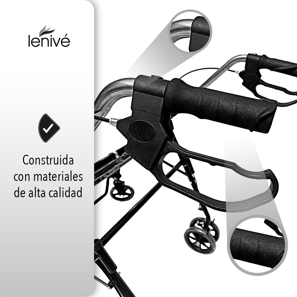 ANDADERA ORTOPÉDICA CON ASIENTO Y REPOSAPIÉS PARA ADULTO COLOR NEGRO