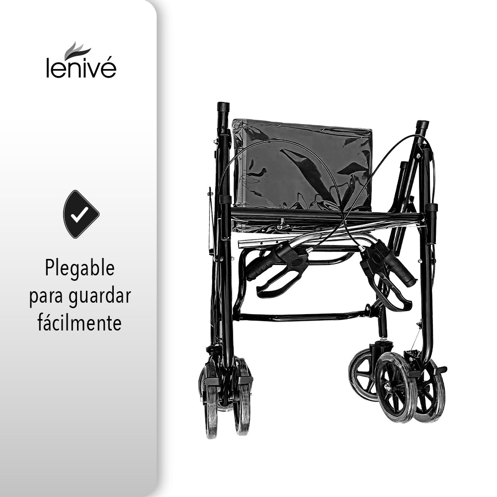 ANDADERA ORTOPÉDICA CON ASIENTO Y REPOSAPIÉS PARA ADULTO COLOR NEGRO