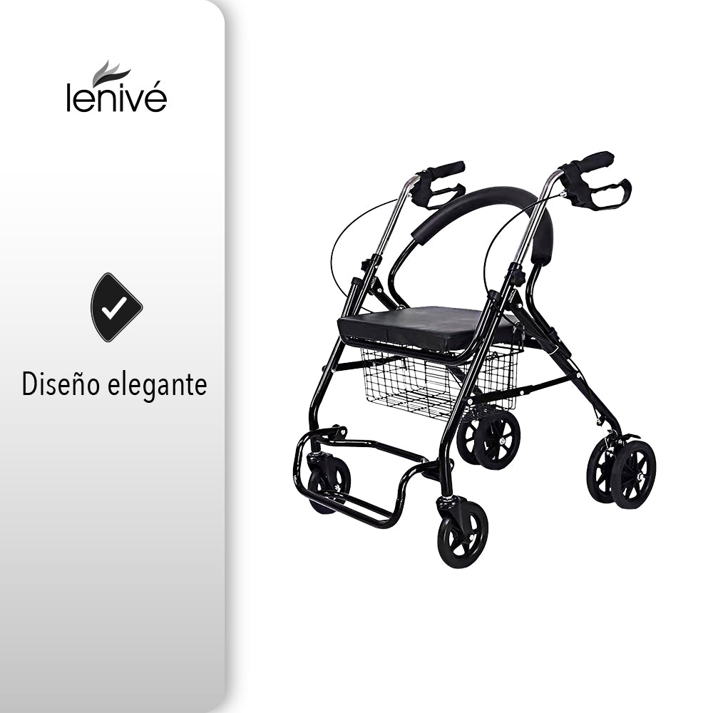 ANDADERA ORTOPÉDICA CON ASIENTO Y REPOSAPIÉS PARA ADULTO COLOR NEGRO