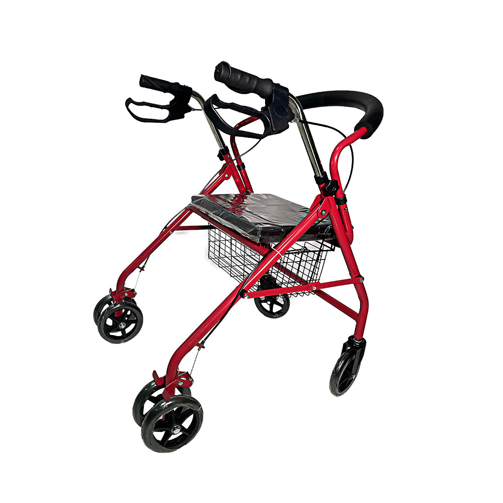 ANDADERA ORTOPÉDICA CON ASIENTO PARA ADULTO COLOR ROJO