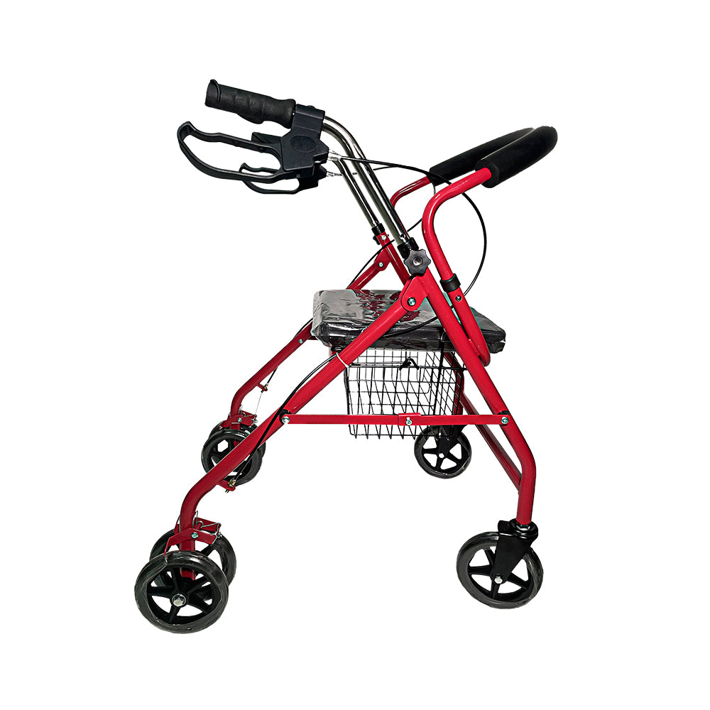 ANDADERA ORTOPÉDICA CON ASIENTO PARA ADULTO COLOR ROJO