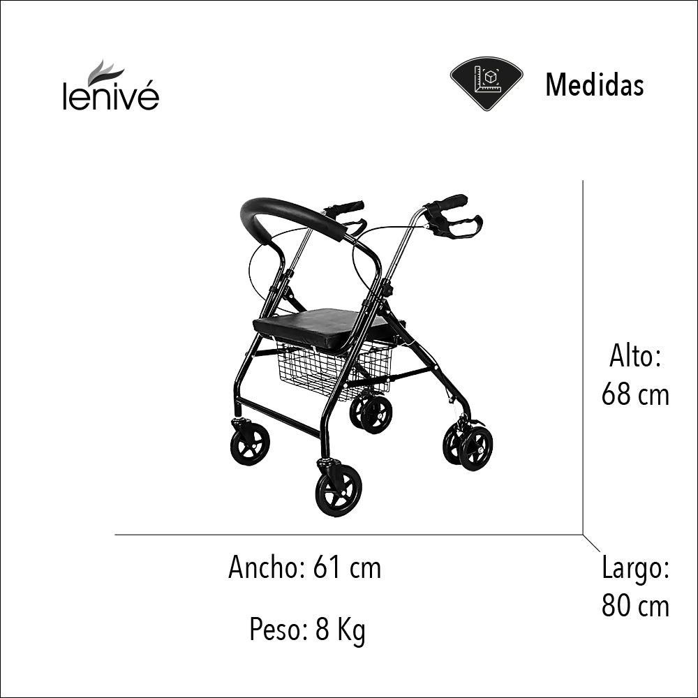 ANDADERA ORTOPÉDICA CON ASIENTO PARA ADULTO COLOR NEGRO