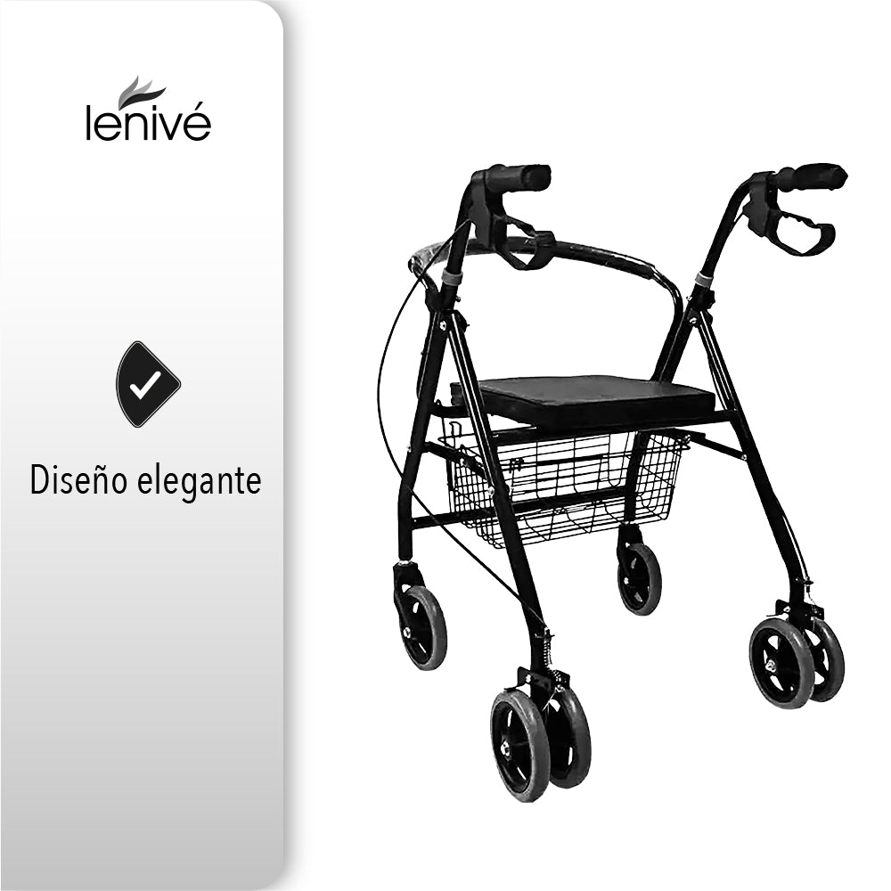 ANDADERA ORTOPÉDICA CON ASIENTO PARA ADULTO COLOR NEGRO