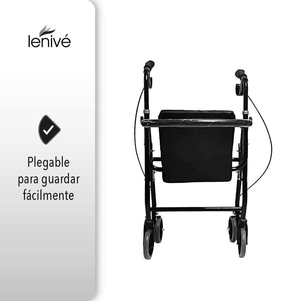 ANDADERA ORTOPÉDICA CON ASIENTO PARA ADULTO COLOR NEGRO