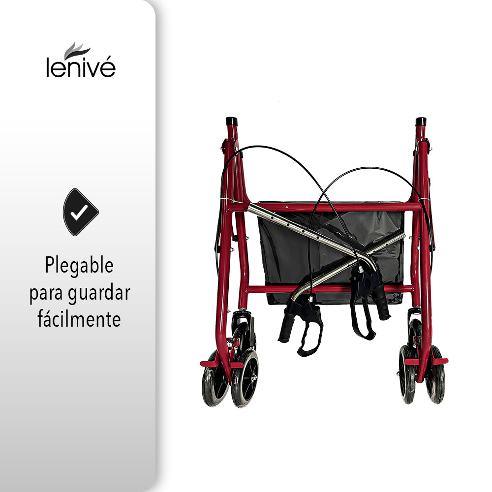 ANDADERA ORTOPÉDICA CON ASIENTO PARA ADULTO COLOR ROJO