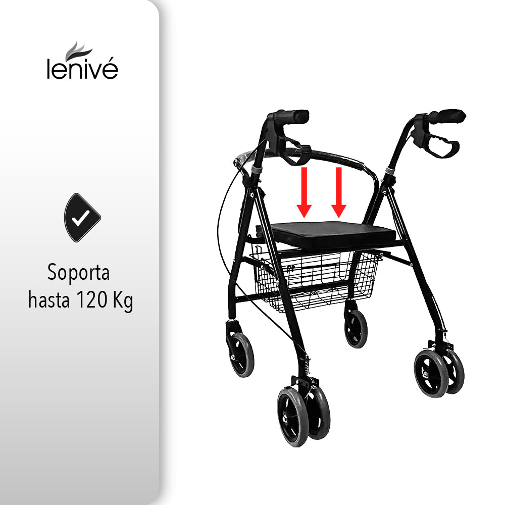 ANDADERA ORTOPÉDICA CON ASIENTO PARA ADULTO COLOR NEGRO