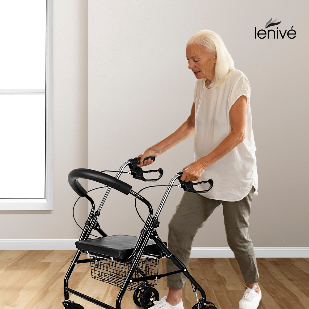 ANDADERA ORTOPÉDICA CON ASIENTO PARA ADULTO COLOR NEGRO