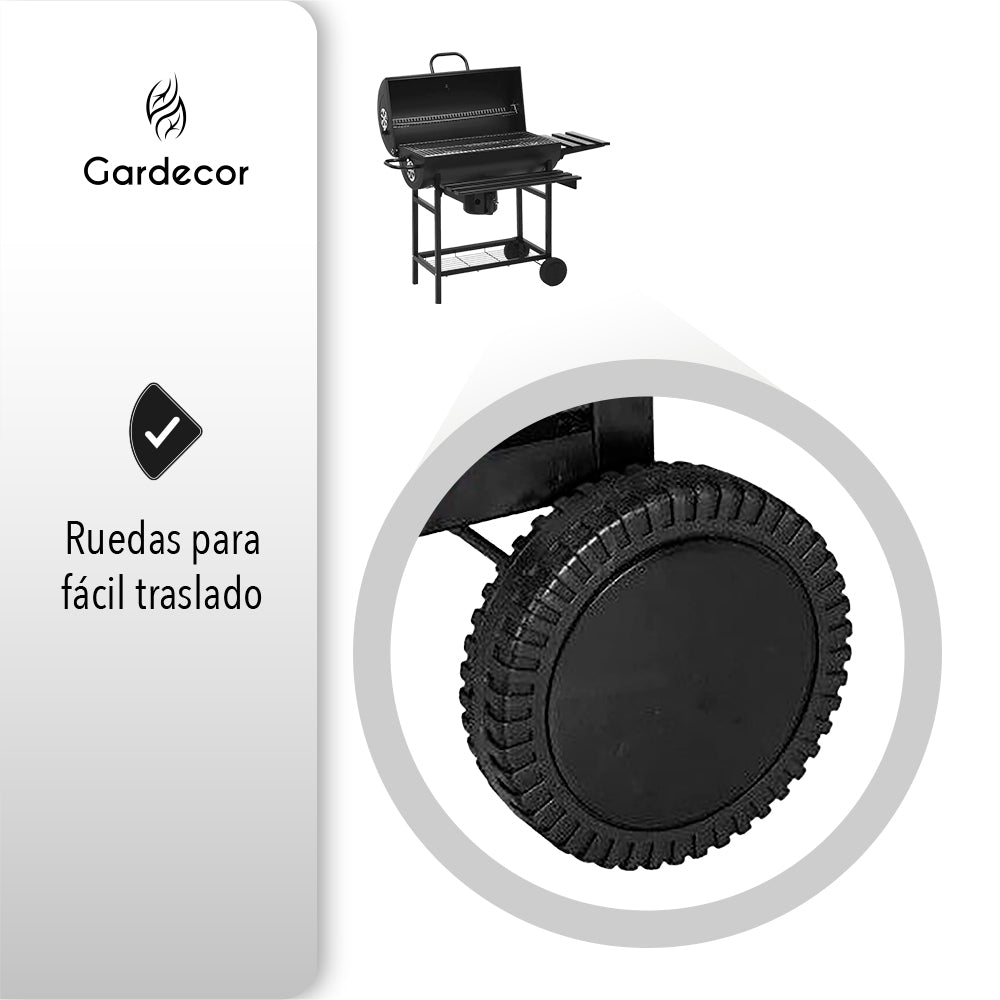 ASADOR TIPO BARRIL COLOR NEGRO 109X70X95 CM