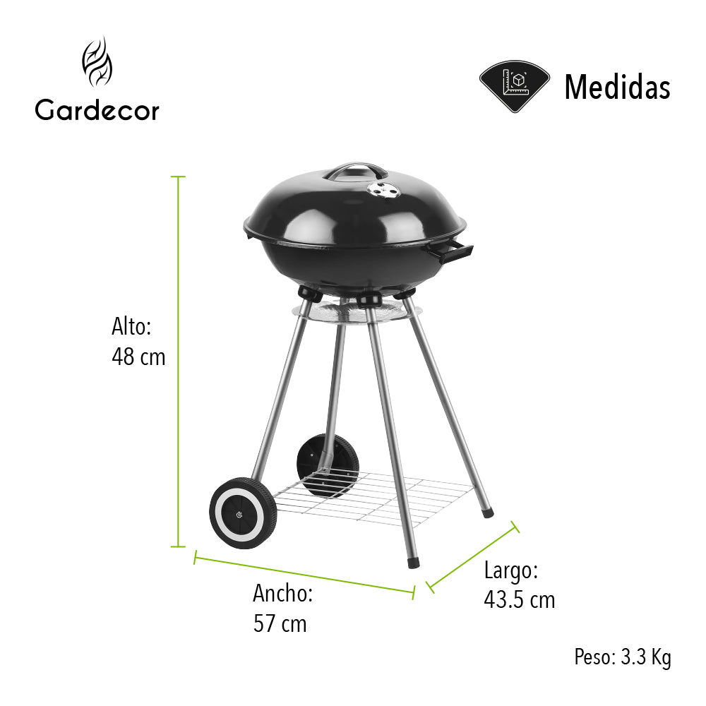 ASADOR PORTÁTIL DE CARBÓN COLOR NEGRO