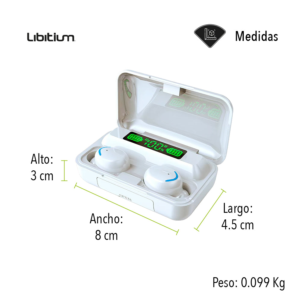 AUDÍFONOS INALÁMBRICOS BLUETOOTH COLOR BLANCO