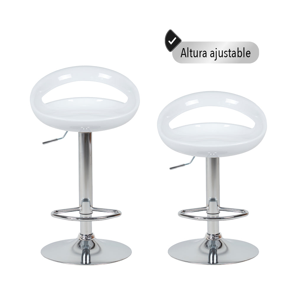 SET DE 2 SILLAS ALTAS GIRATORIAS TABURETE DE BARRA COLOR BLANCO