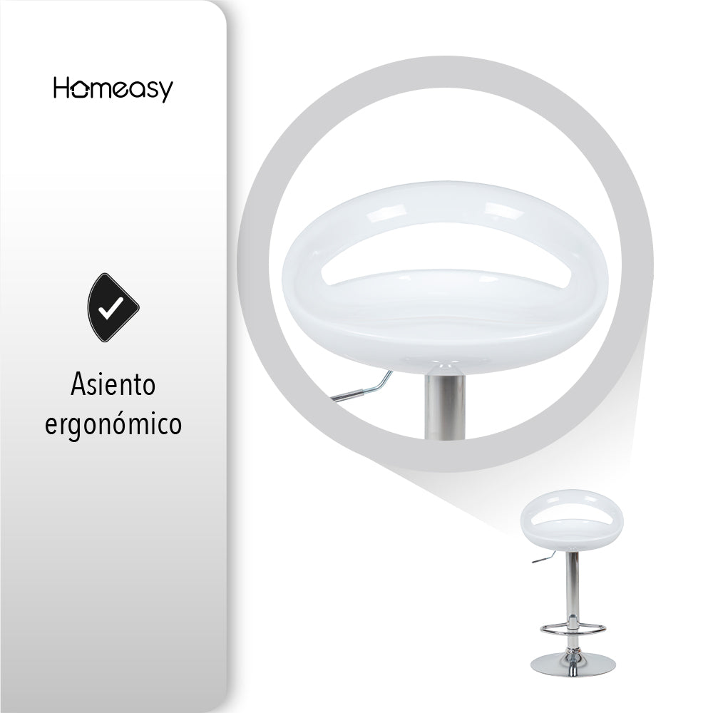 SET DE 2 SILLAS ALTAS GIRATORIAS TABURETE DE BARRA COLOR BLANCO
