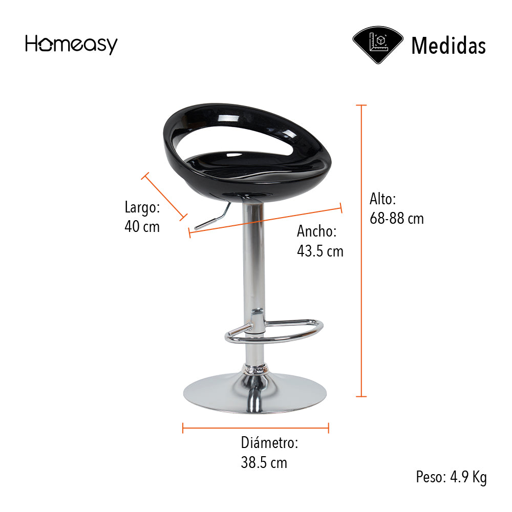 SET DE 2 SILLAS ALTAS GIRATORIAS TABURETE DE BARRA COLOR BLANCO