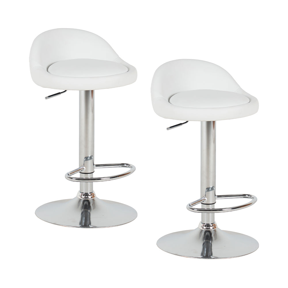 SET DE 2 SILLAS BUTACO ALTAS GIRATORIAS ACOLCHONADA PARA BARRA COLOR BLANCO