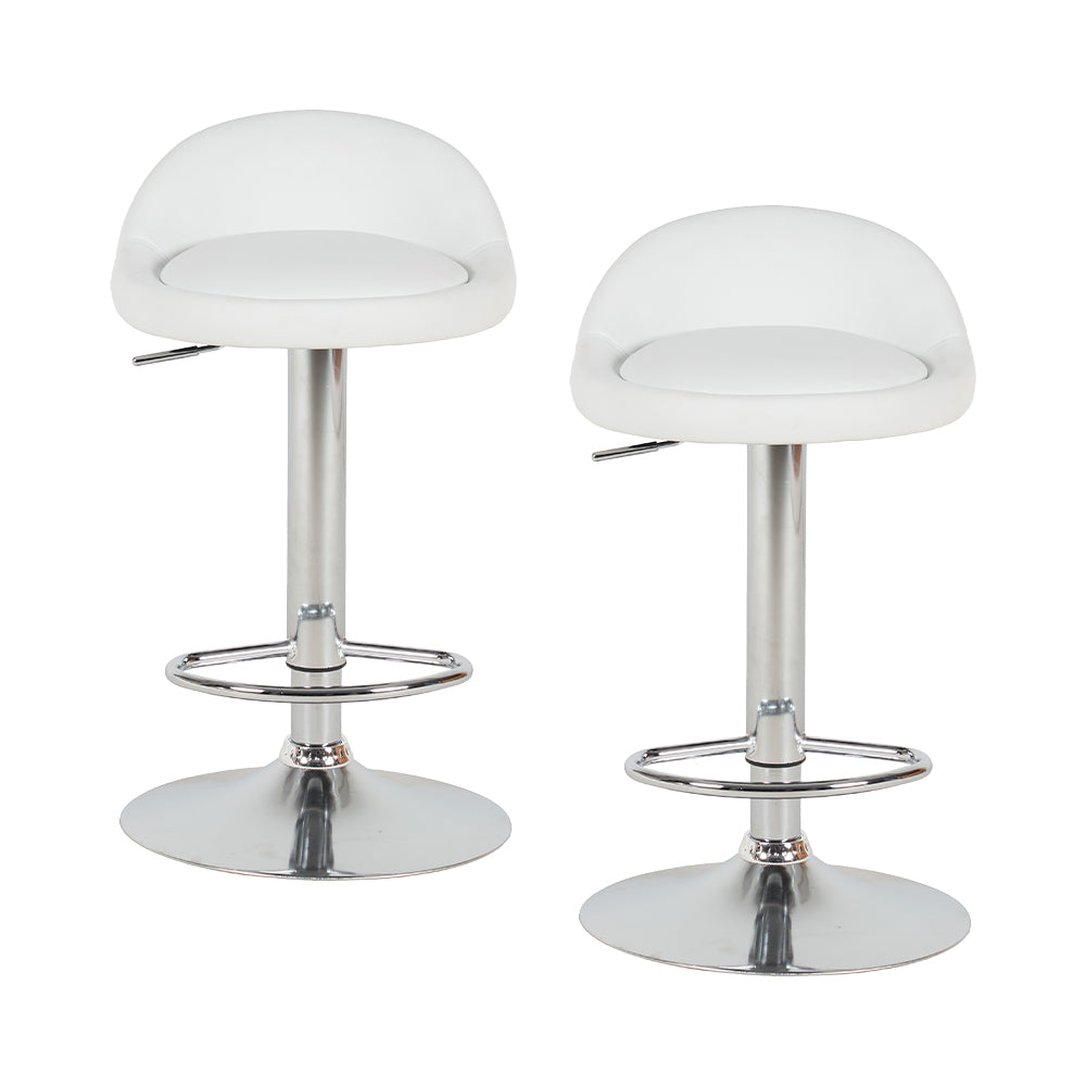 SET DE 2 SILLAS BUTACO ALTAS GIRATORIAS ACOLCHONADA PARA BARRA COLOR BLANCO
