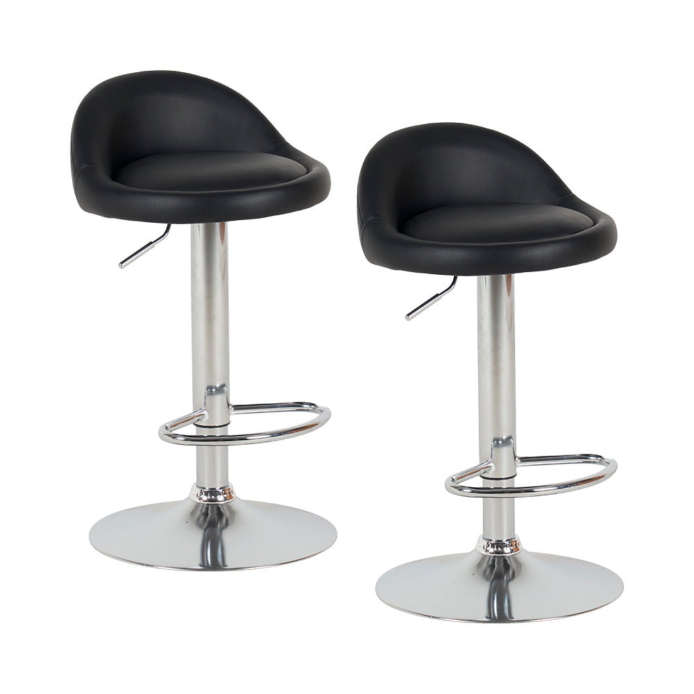 SET DE 2 SILLAS BUTACO ALTAS GIRATORIAS ACOLCHONADA PARA BARRA COLOR NEGRO