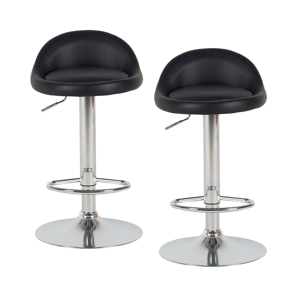 SET DE 2 SILLAS BUTACO ALTAS GIRATORIAS ACOLCHONADA PARA BARRA COLOR NEGRO