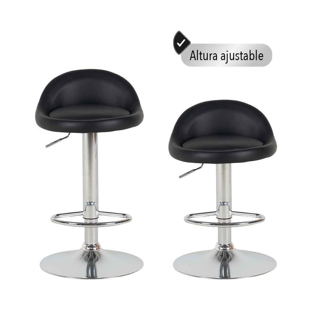 SET DE 2 SILLAS BUTACO ALTAS GIRATORIAS ACOLCHONADA PARA BARRA COLOR NEGRO