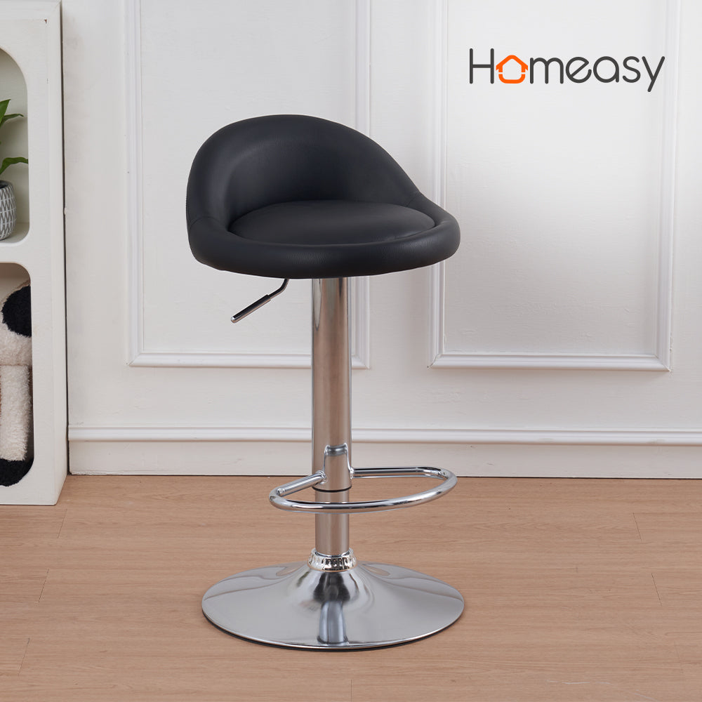 SET DE 2 SILLAS BUTACO ALTAS GIRATORIAS ACOLCHONADA PARA BARRA COLOR NEGRO