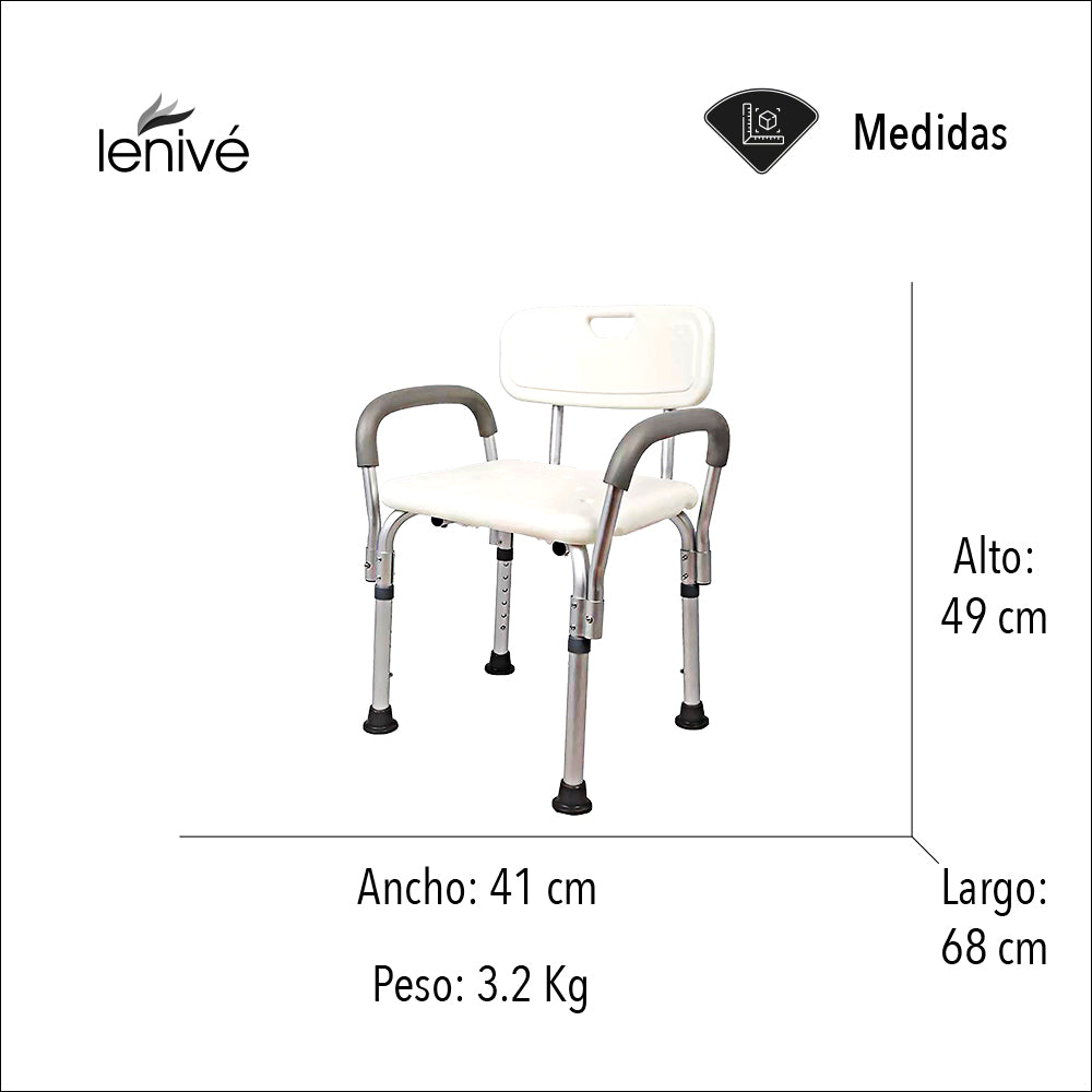 SILLA PARA DUCHA CON BRAZOS AJUSTABLES