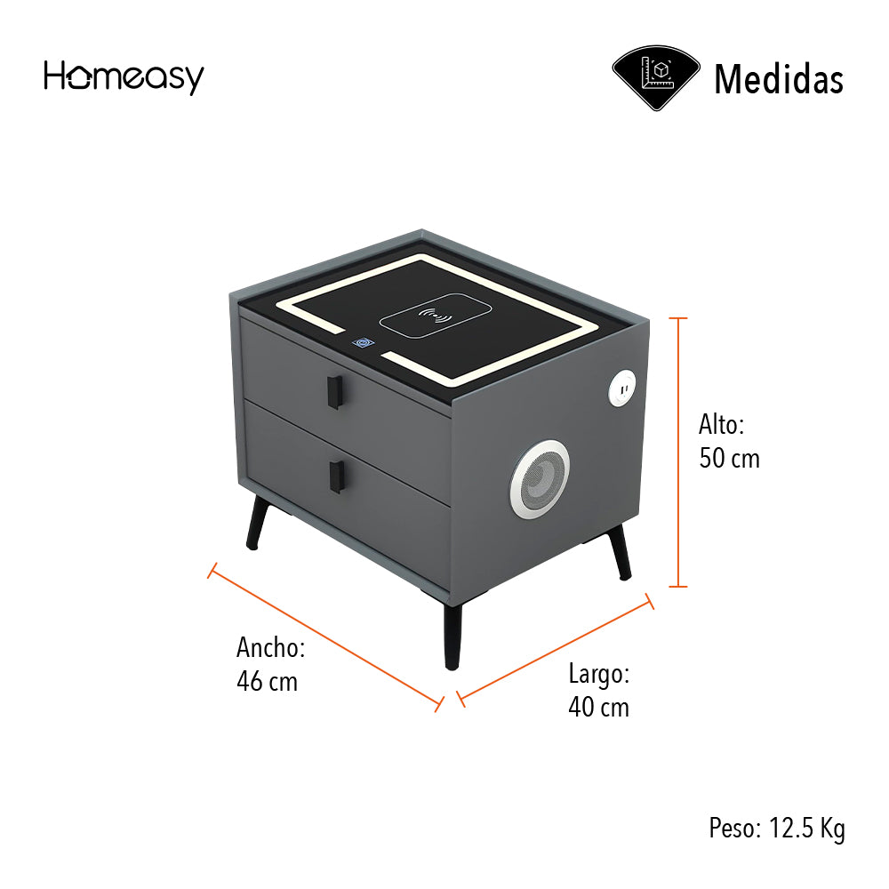 BURÓ CON CARGA INTELIGENTE COLOR GRIS OSCURO