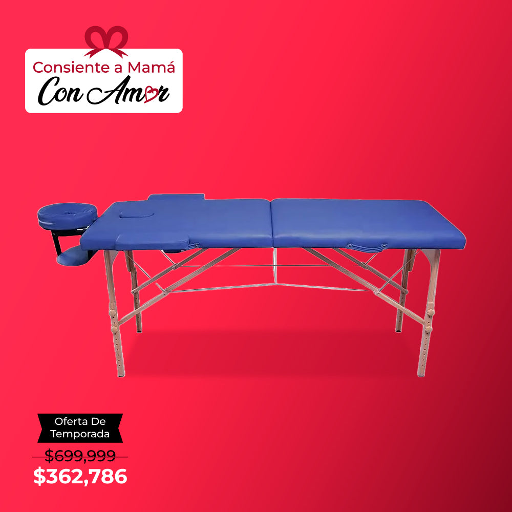 CAMILLA PARA MASAJE PLEGABLE PORTÁTIL Y RECLINABLE COLOR AZUL