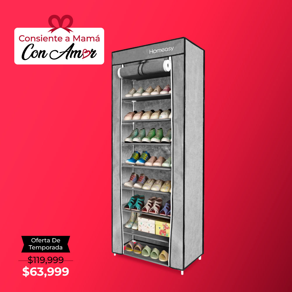 ZAPATERA CLOSET DE 9 NIVELES COLOR GRIS