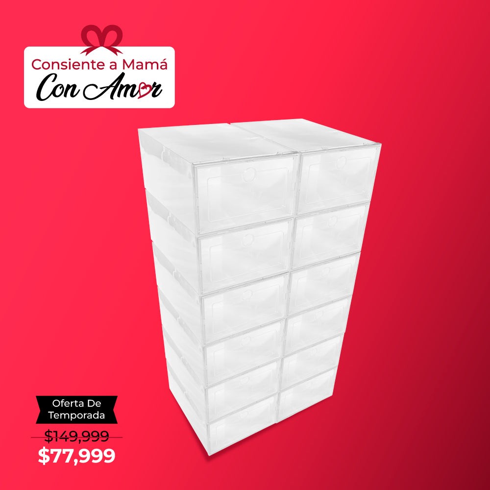 CAJAS TRANSPARENTES ORGANIZADORAS DE ZAPATOS 12 PIEZAS