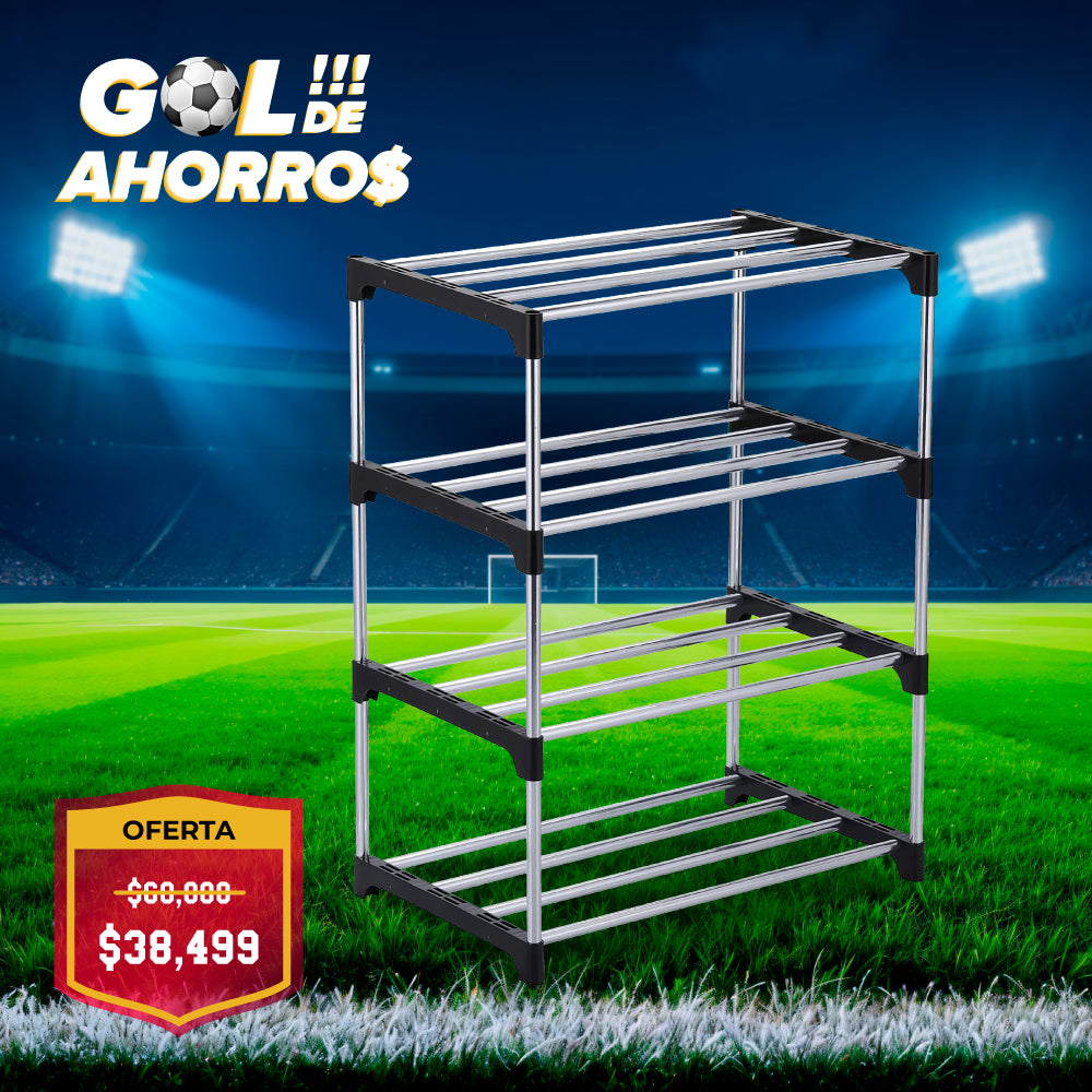 ZAPATERO ORGANIZADOR METÁLICO 4 NIVELES 8 PARES