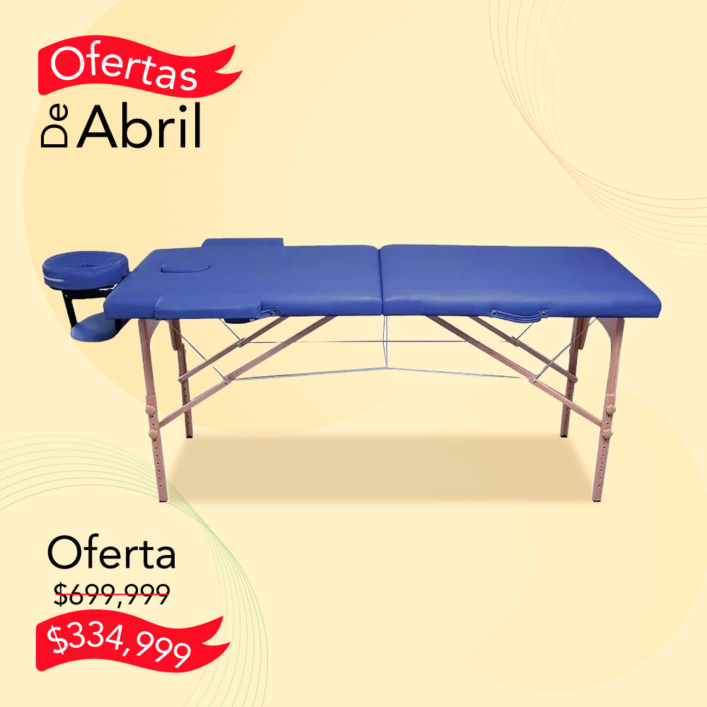 CAMILLA PARA MASAJE PLEGABLE PORTÁTIL Y RECLINABLE COLOR AZUL