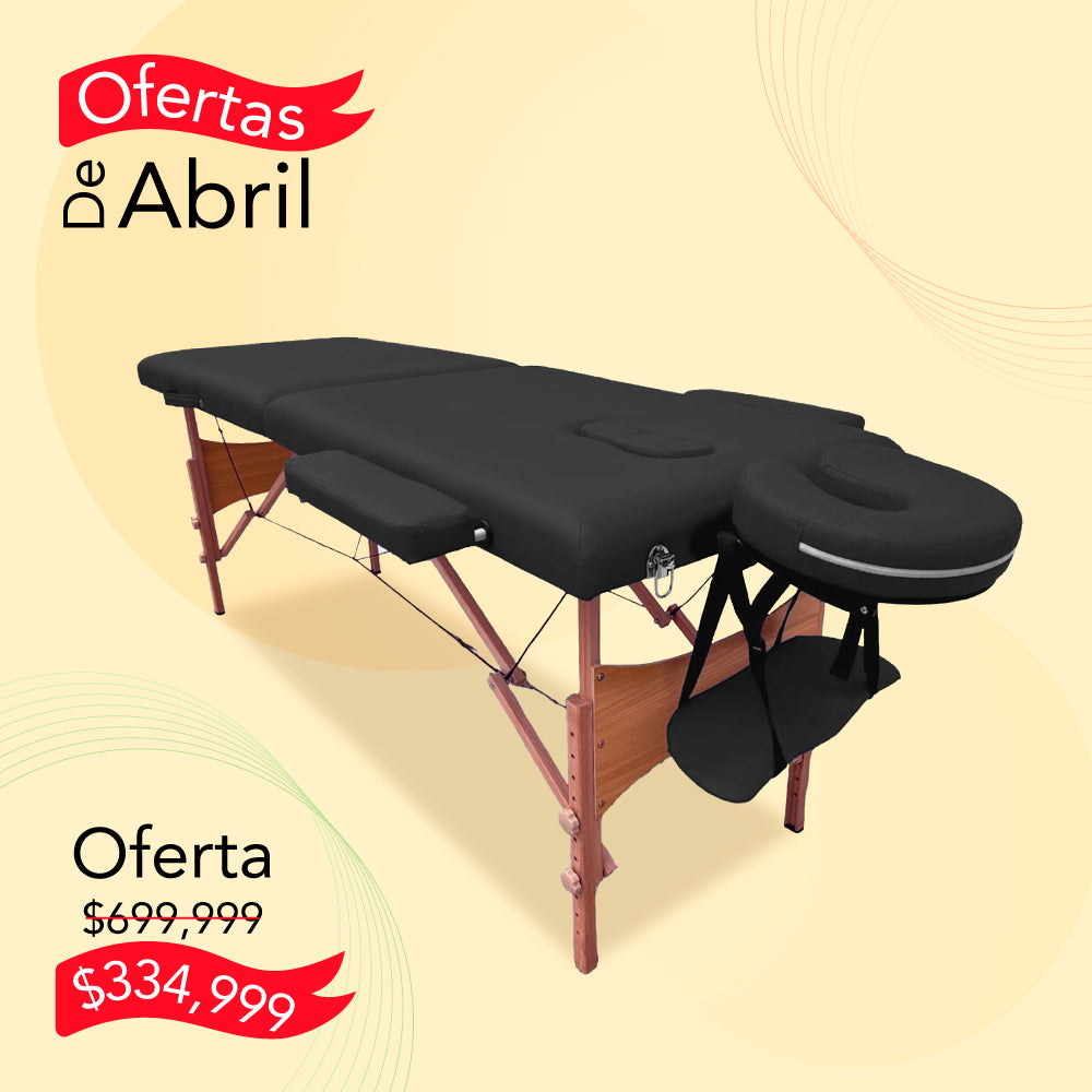 CAMILLA PARA MASAJE PLEGABLE PORTÁTIL Y RECLINABLE COLOR NEGRO