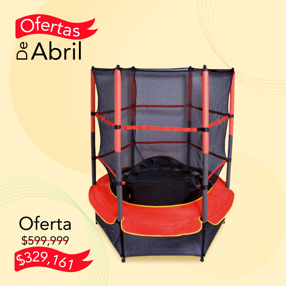 TRAMPOLÍN HEXAGONAL CON MALLA DE SEGURIDAD PARA NIÑOS