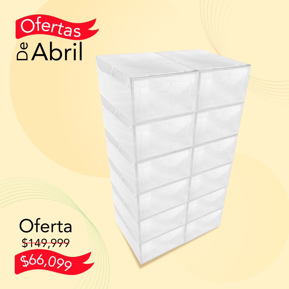 CAJAS TRANSPARENTES ORGANIZADORAS DE ZAPATOS 12 PIEZAS