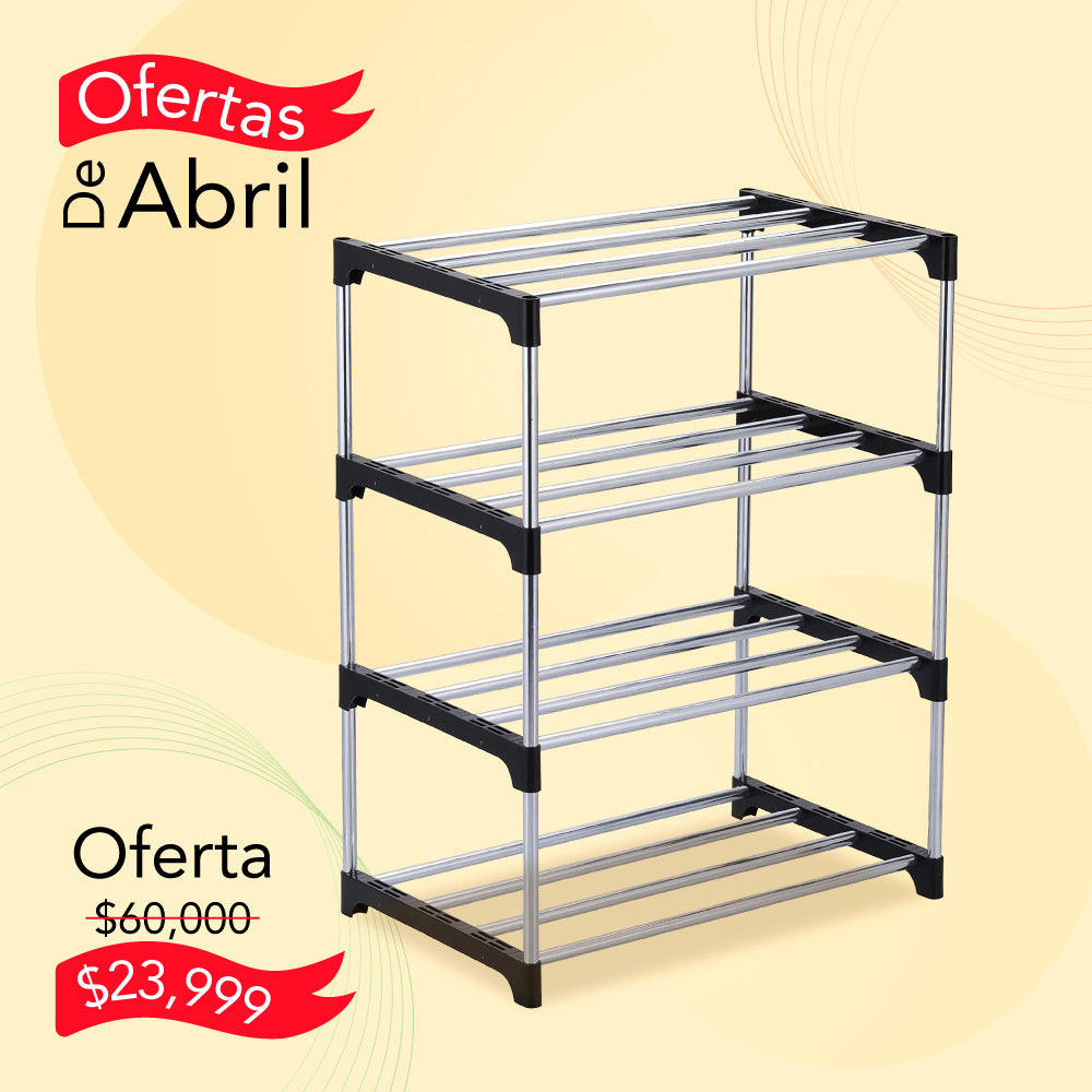 ZAPATERO ORGANIZADOR METÁLICO 4 NIVELES 8 PARES