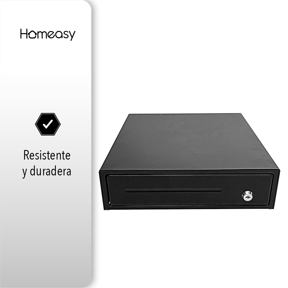 CAJÓN DE DINERO METÁLICO CON 4 COMPARTIMENTOS PARA BILLETES Y 5 PARA MONEDAS