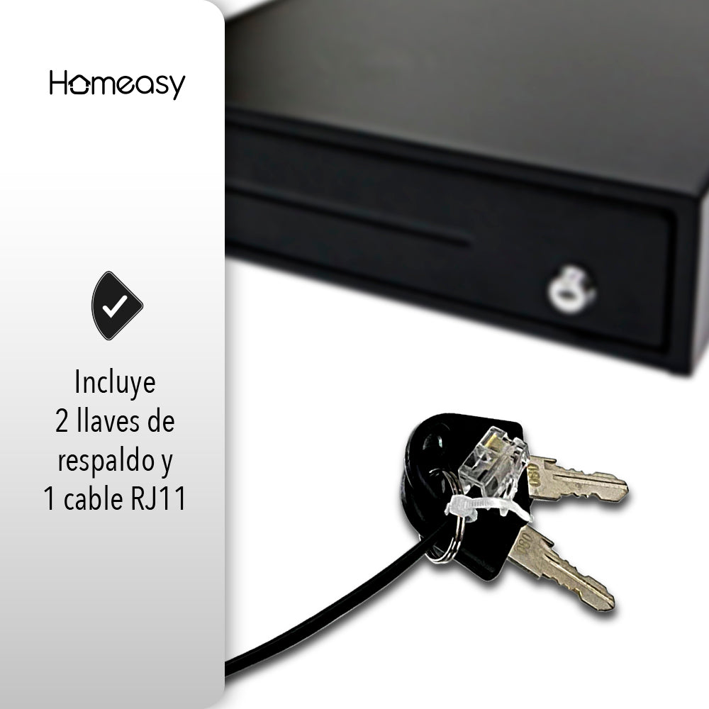 CAJÓN DE DINERO METÁLICO CON 4 COMPARTIMENTOS PARA BILLETES Y 5 PARA MONEDAS