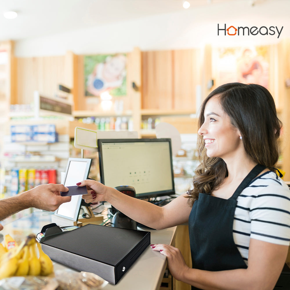 CAJÓN DE DINERO METÁLICO CON 4 COMPARTIMENTOS PARA BILLETES Y 5 PARA MONEDAS